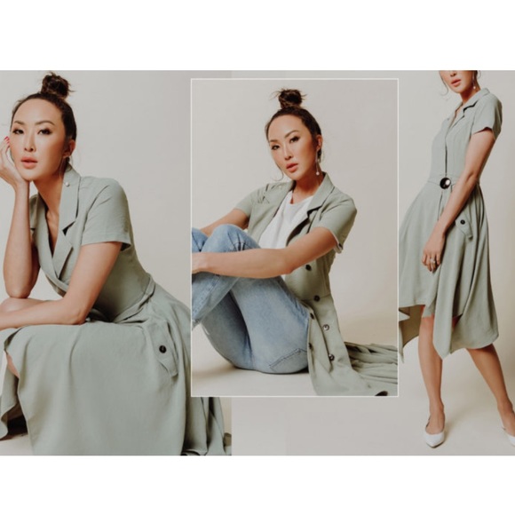 Chriselle x JOA green assymetrical trench dress - Picture 4 of 4